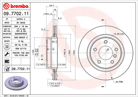 Product of Brembo 09770211C02 Vented 1 Piece Brake Rotor