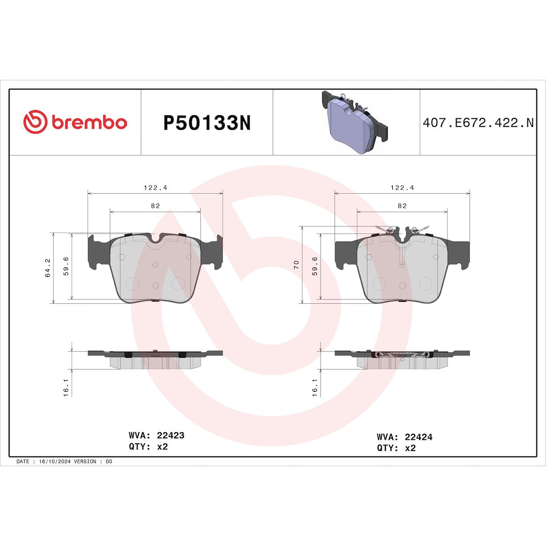 Brembo P50133n Brake Pad||p50133n_Drw.Jpg||91||brmp50133n||1753669