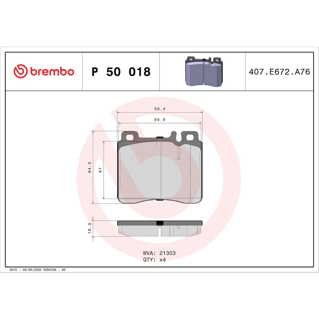 Brembo P50018 Brake Pad||p50018_Drw.Jpg||87||brmp50018||1753329