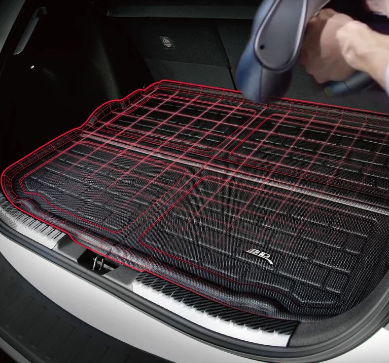 Product of 3D Mats M1BM1251309 Black Thermoplastic Rubber Of Carbon Fiber Texture Behind 2nd Seat Cargo Area Liner