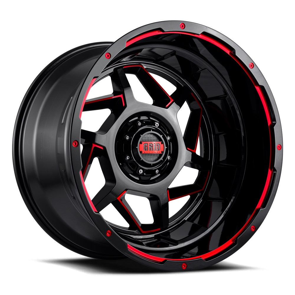 Product of Grid Wheels 17x9 Black With Red Accents Wheel - 6x5.31 Bolt Pattern