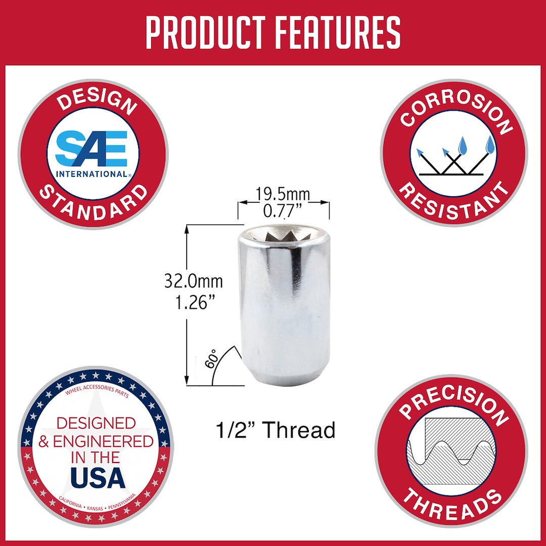 Product of Coyote Wheel Accessories 781142 60 Degree Conical 1/2x20 Lug Nut