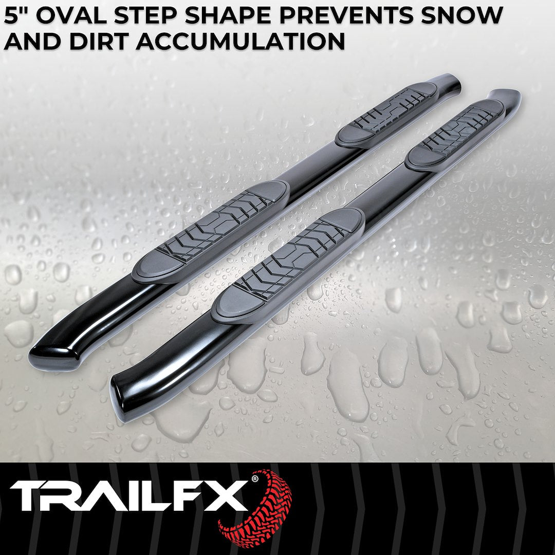 Product of TrailFX A7067B TFX 5" Oval Bent Side Bars Nerf Bar With Surface Steps