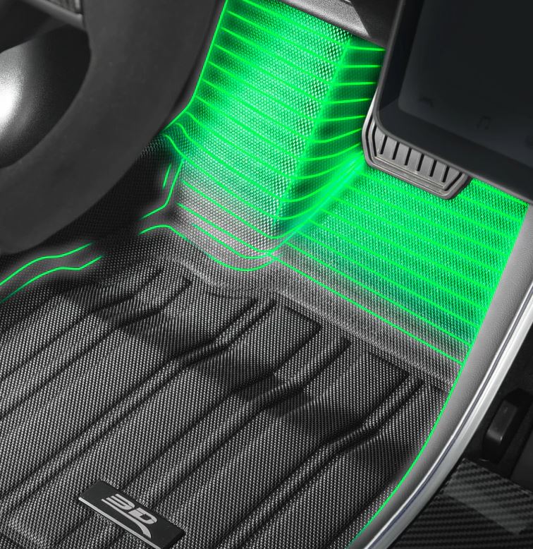 Product of 3D Mats ELITECT Series E1TL03801809 Black Thermoplastic Rubber Of Carbon Fiber Texture Floor Liner