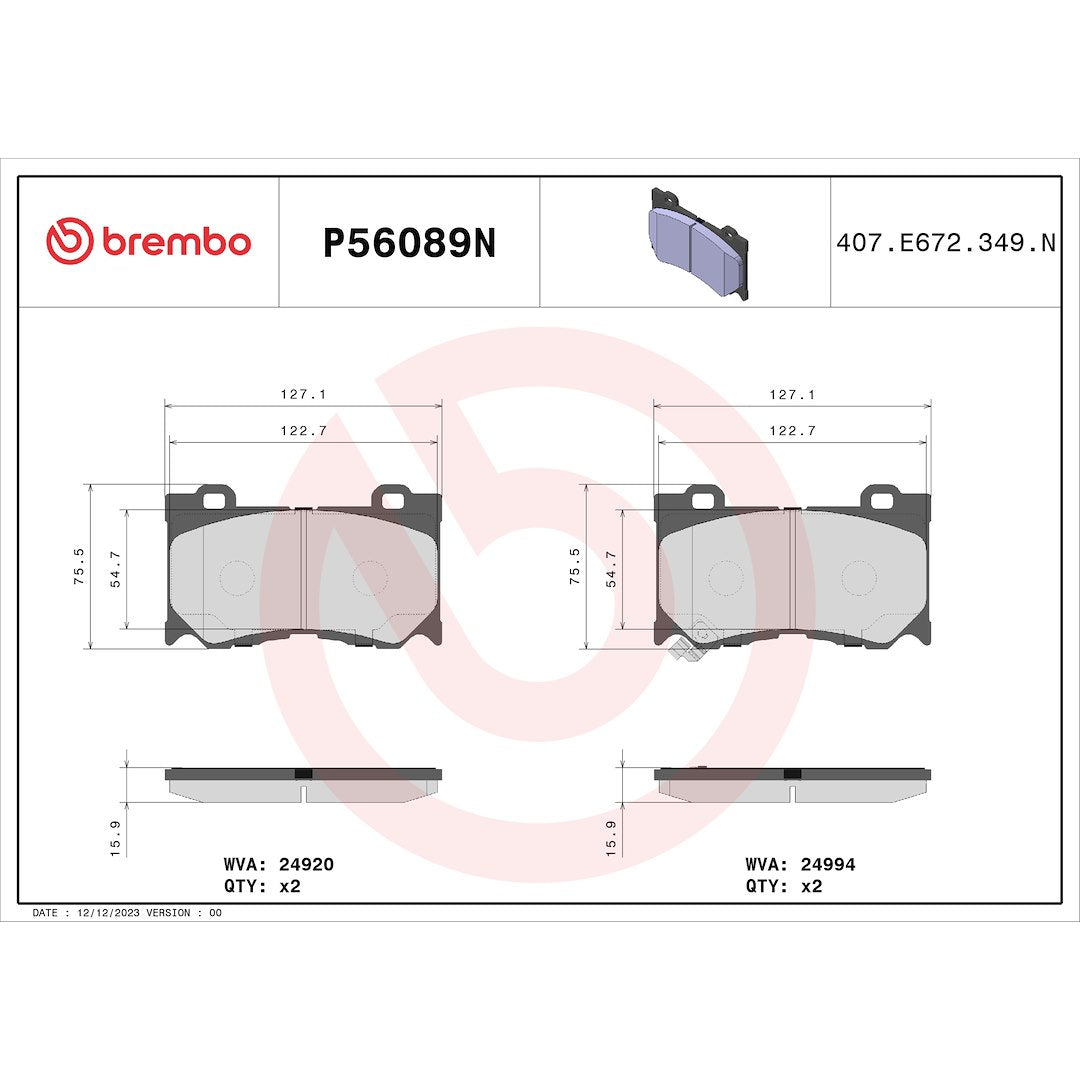 Brembo P56089n Brake Pad||p56089n_Drw.Jpg||91||brmp56089n||1754631