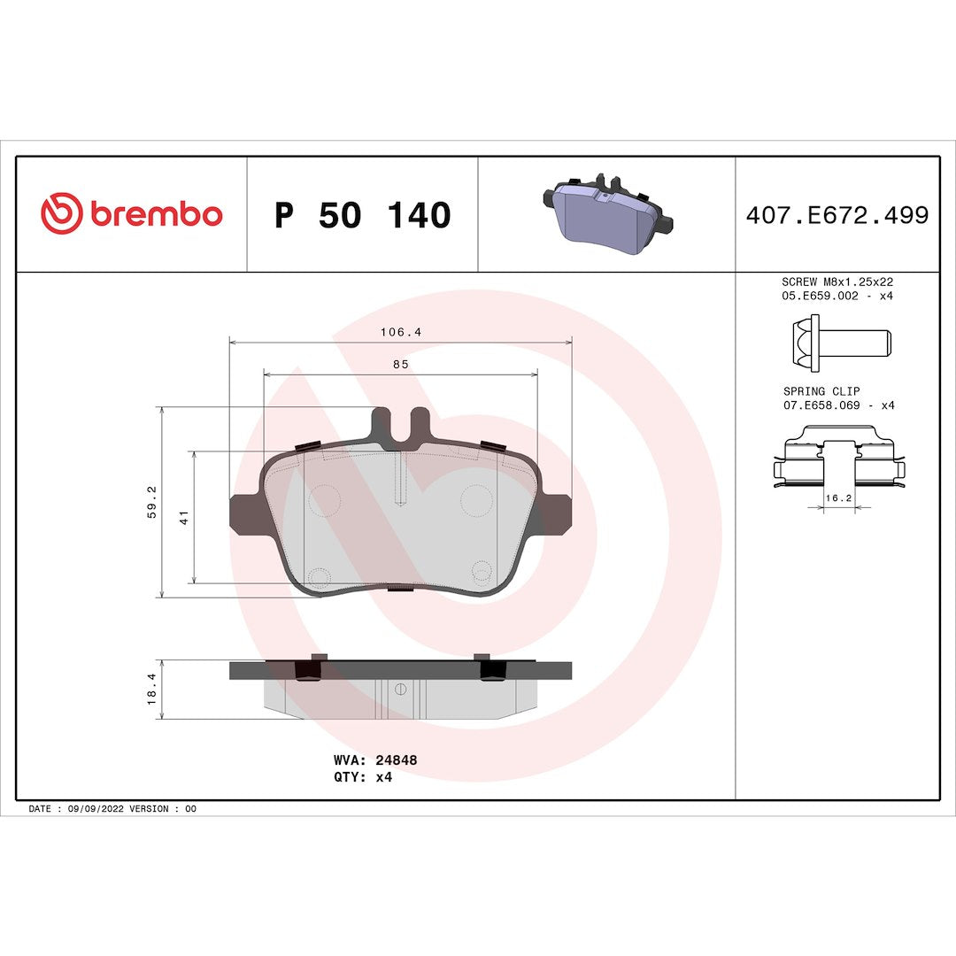 Brembo P50140 Brake Pad||p50140_Drw.Jpg||88||brmp50140||1753695