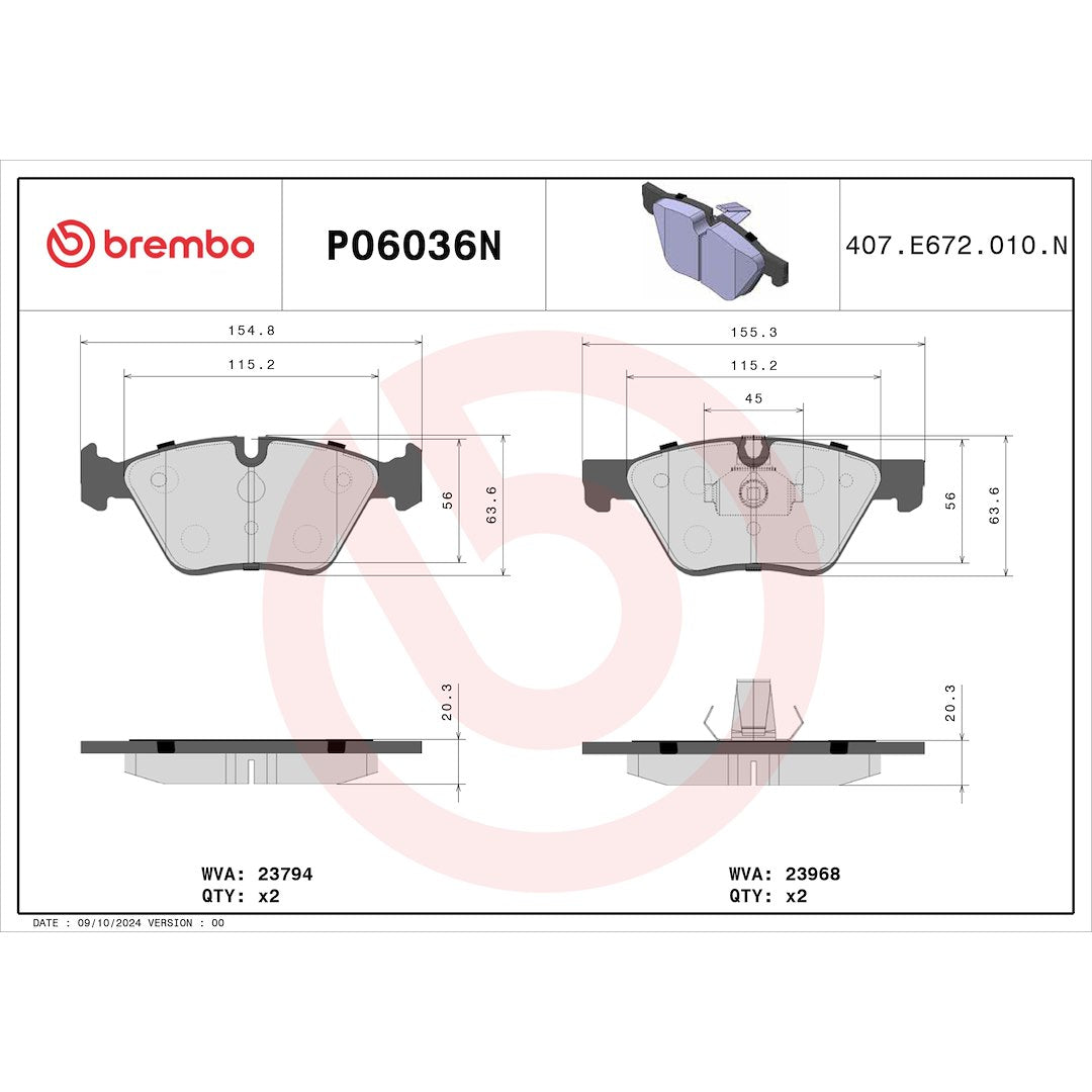 Brembo P06036n Brake Pad||p06036n_Drw.Jpg||89||brmp06036n||1752224