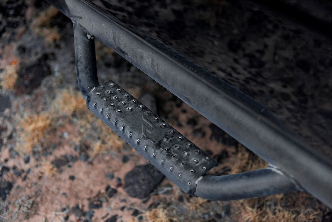 Product of N-Fab F1585CC-TX Cab Length Nerf Bar With Drop Down Steps