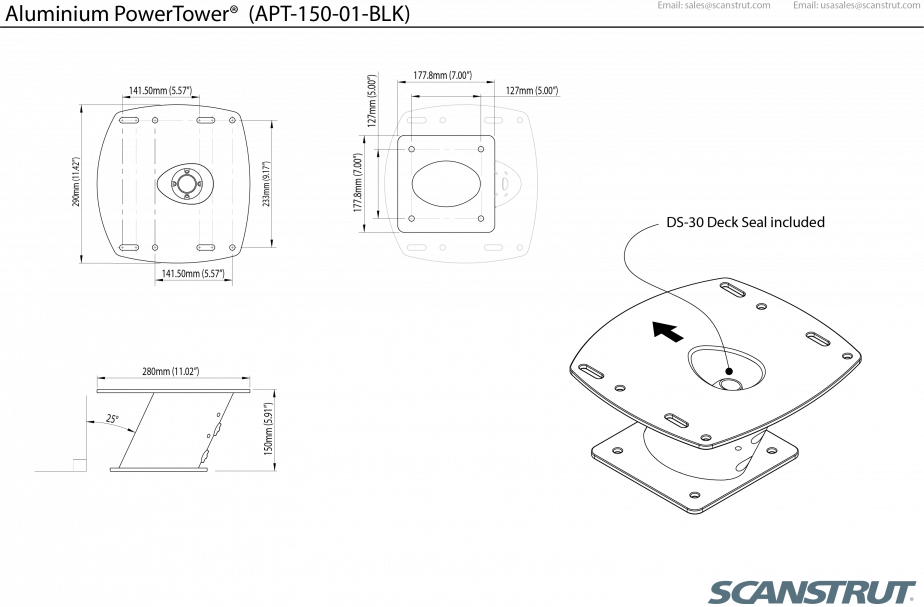 Scanstrut Apt-150-01-Blk Radar Antenna Mount||apt-150-01-Blk_5.Png||90||scaapt15001bl||868360