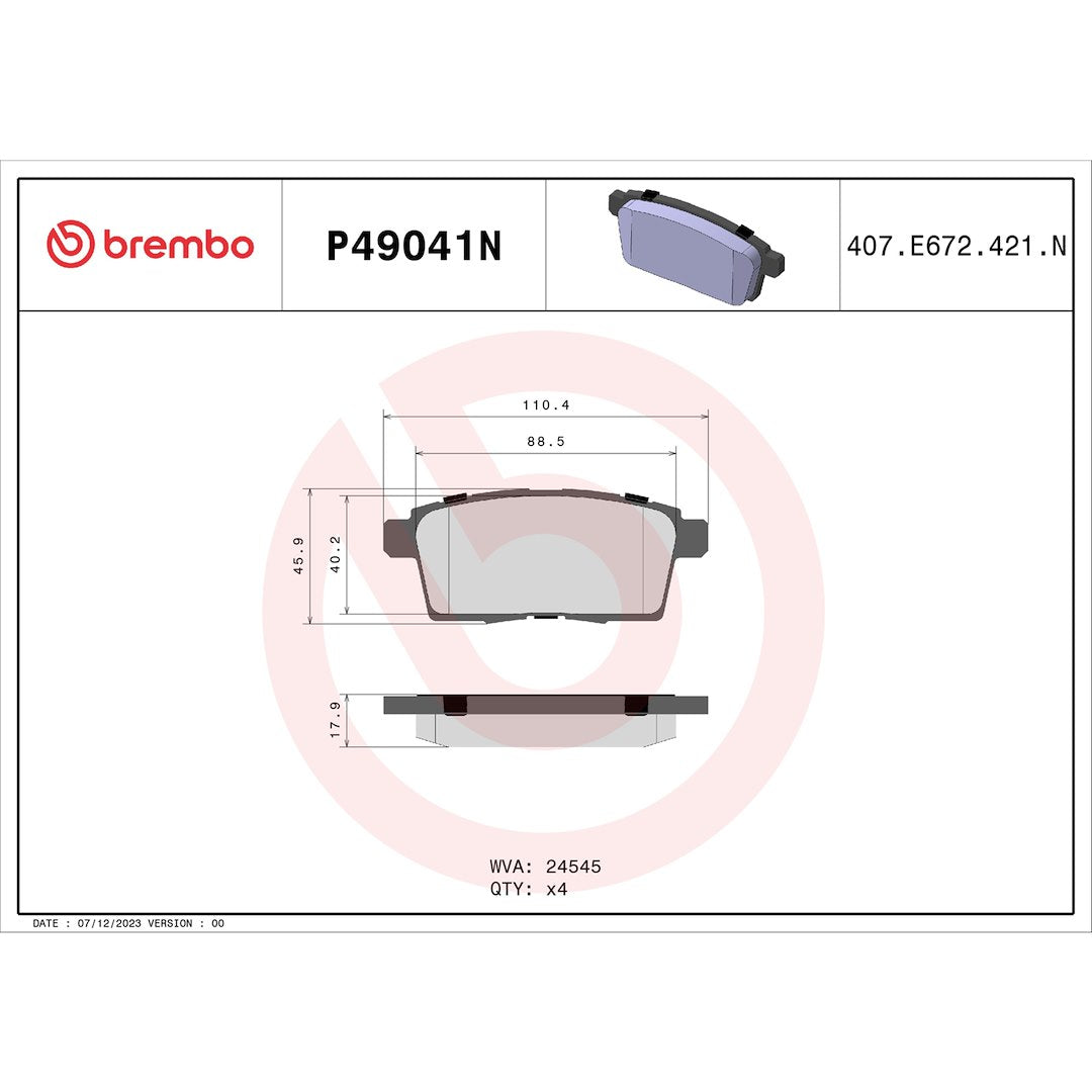 Brembo P49041n Brake Pad||p49041n_Drw.Jpg||87||brmp49041n||1754617