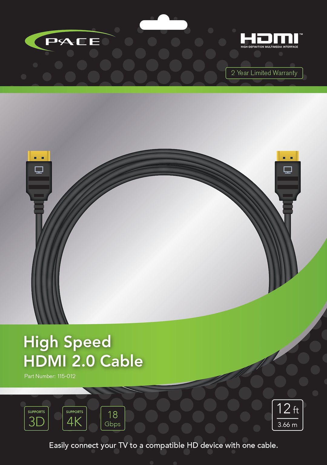 Pace International 115-012 Hdmi Cable||115-012.Jpg||85||p6z115012||942454