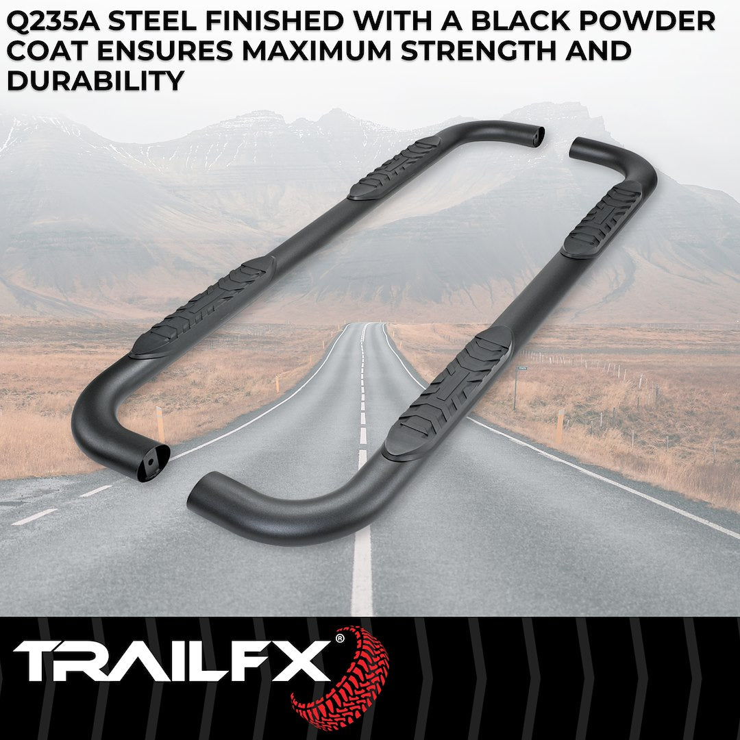 Product of TrailFX A1012B TFX 4" Oval Tube Side Steps Nerf Bar With Surface Steps