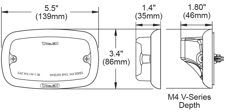 Whelen Engineering Company M4v2ac Warning Light||m4_Series_Dim.Png||87||whem4v2ac||1506619
