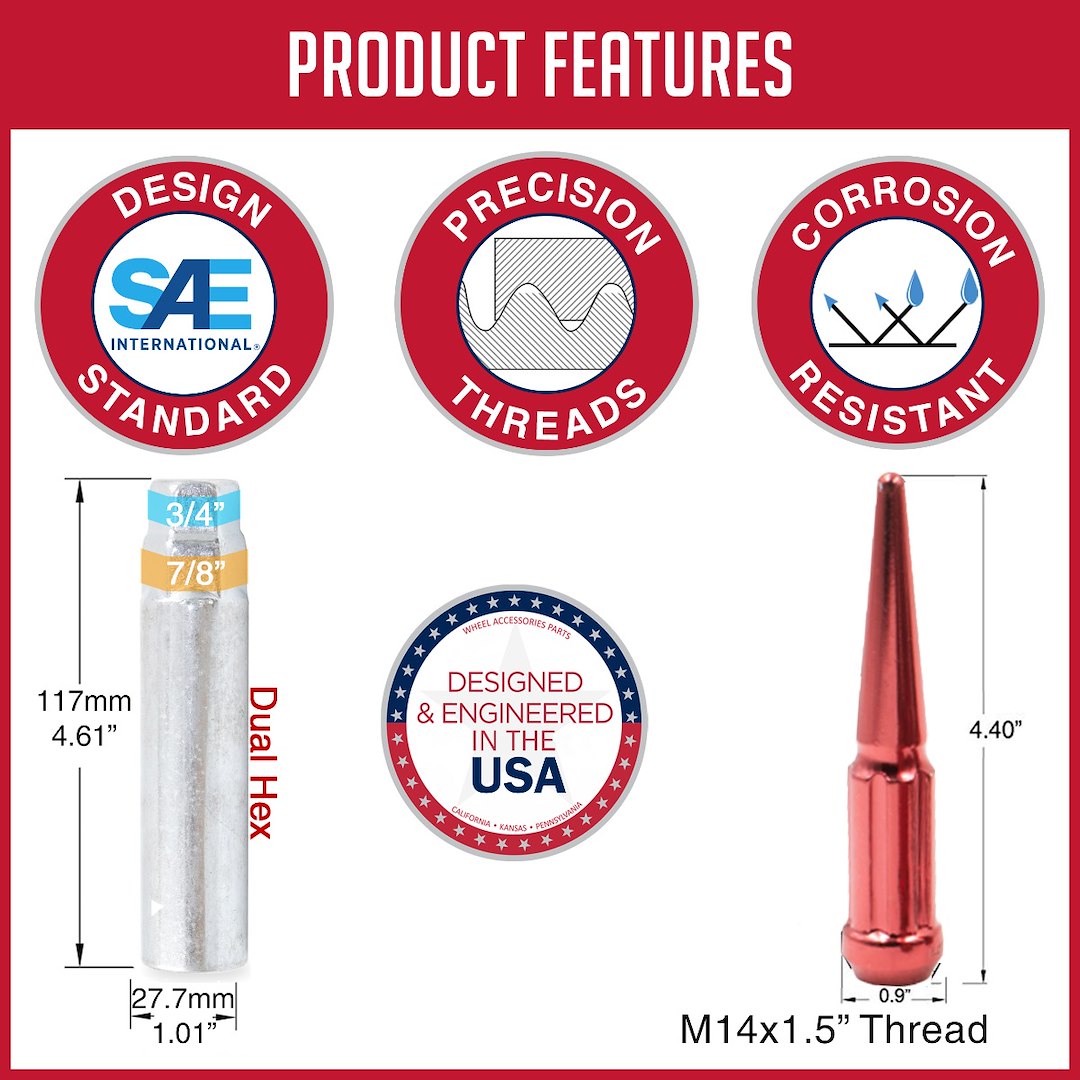 Product of Coyote Wheel Accessories 251648R 60 Degree Conical 14x1.5 Lug Nut