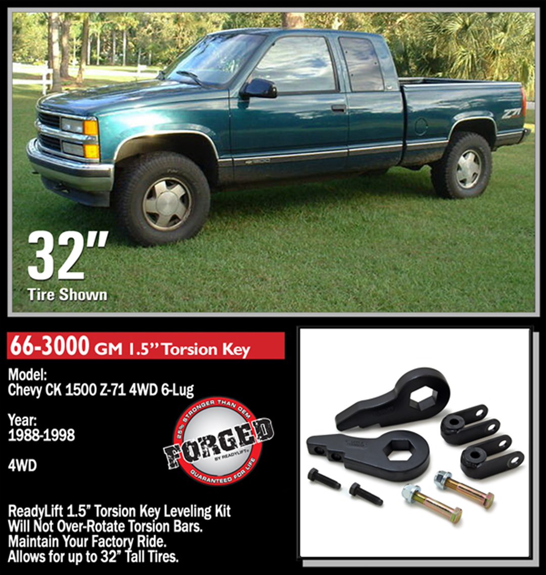 Product of ReadyLIFT 66-3000 Leveling Kit Suspension 1-1/2 To 2-1/2 Inch Lift Torsion Bar Key