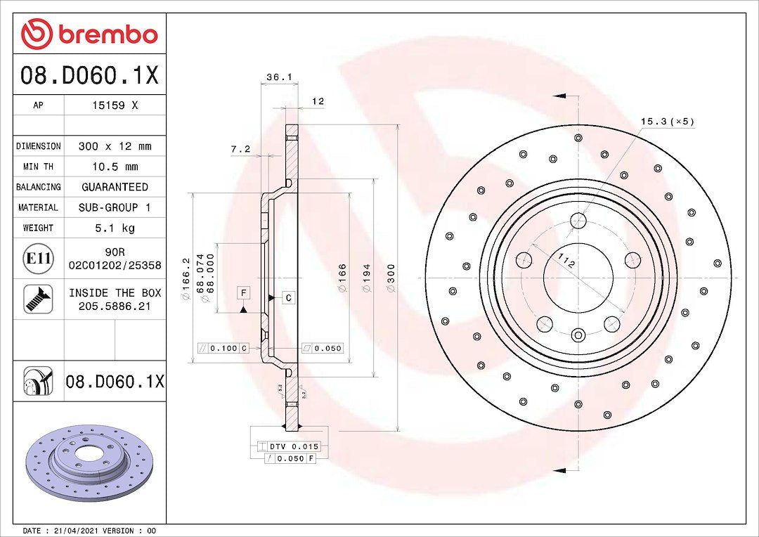 Brembo 08d0601xc02 Brake Rotor||08d0601xc02.Jpg||85||brm08d0601x||1684164