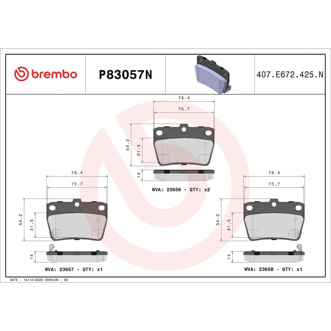 Brembo P83057n Brake Pad||p83057n_Drw.Jpg||88||brmp83057n||1754044