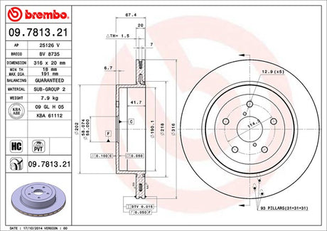 Product of Brembo 09781321C02 Vented 1 Piece Brake Rotor
