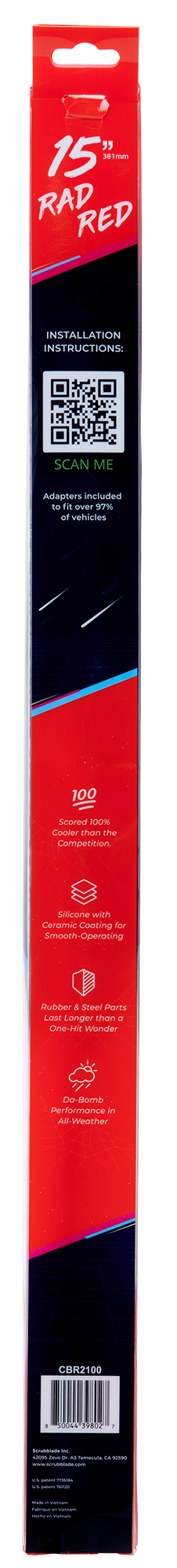 Scrubblade Cbr1500 Windshield Wiper Blade||rad Red 15 Back.Png||88||scrcbr1500||1701008