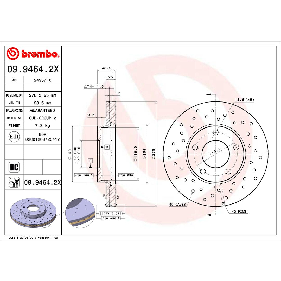 Brembo 09.9464.2x Brake Rotor||09.9464.2x_Drw.Jpg||86||brm0994642x||1754866