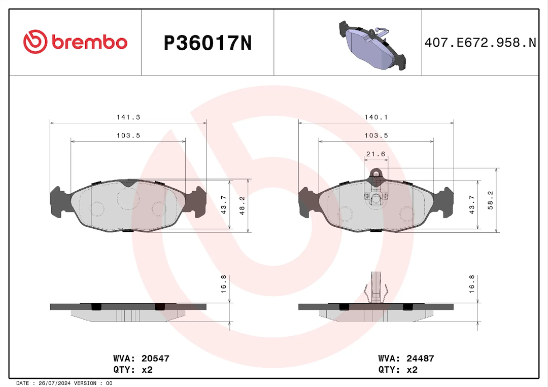 Brembo P36017n Brake Pad||p36017n_1.Png||86||brmp36017n||2104601