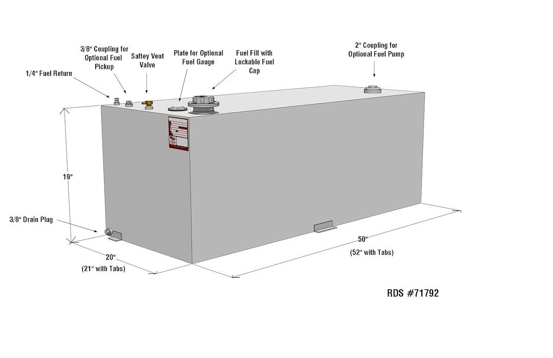 Product of RDS Tanks 71792 Diesel/ Gasoline Liquid Transfer Tank 80 Gallon Rectangular