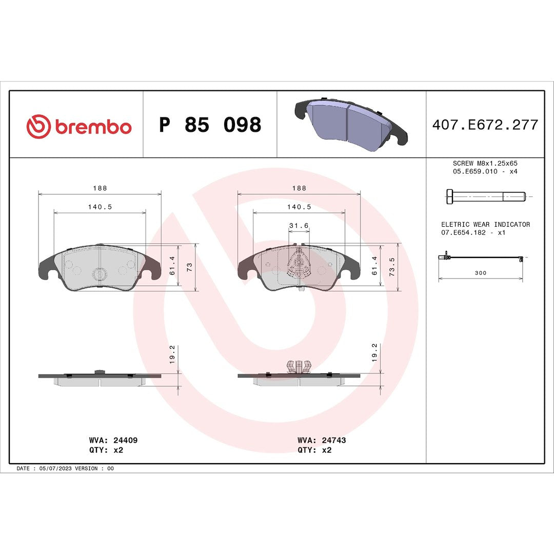 Brembo P85098 Brake Pad||p85098_Drw.Jpg||88||brmp85098||1754322