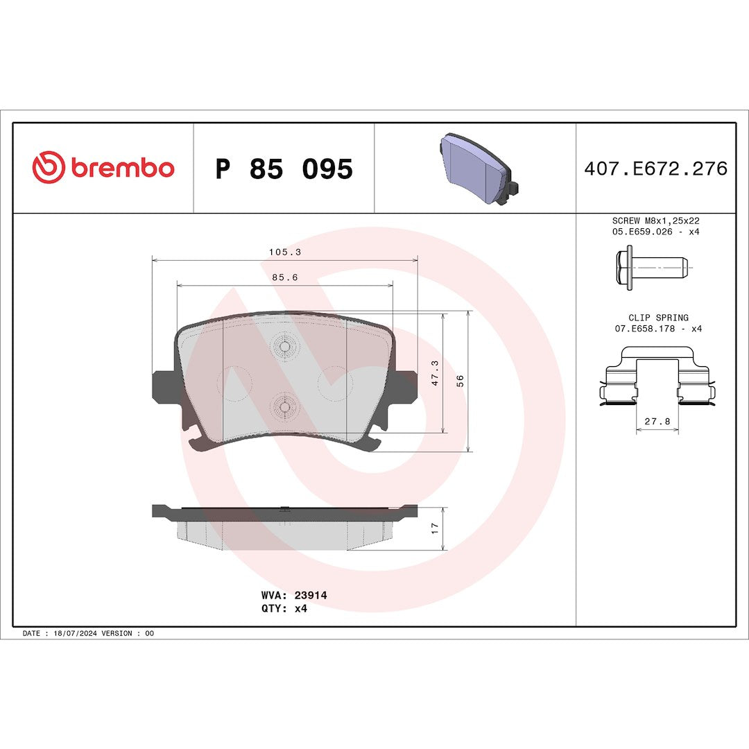 Brembo P85095 Brake Pad||p85095_Drw.Jpg||87||brmp85095||1754748