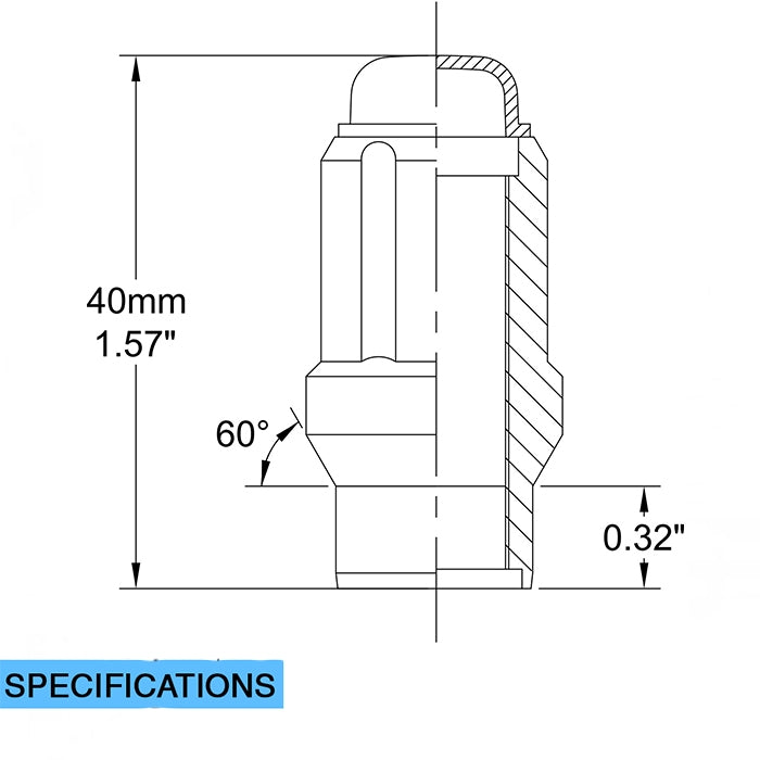 Product of Coyote Wheel Accessories 671173 60 Degree Conical 14x2.0 Lug Nut