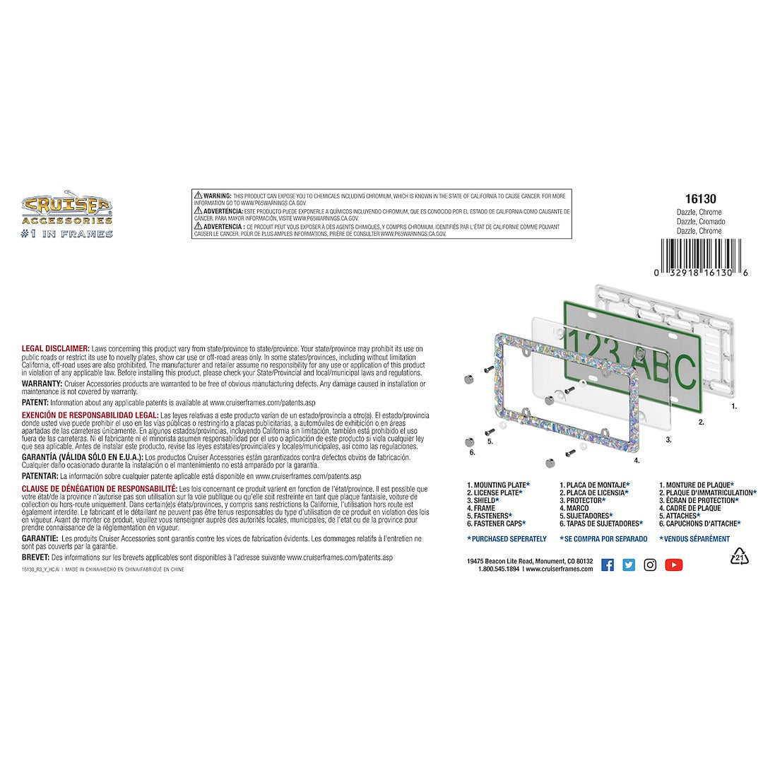 Cruiser 16130 License Plate Frame||16130_P03-Dazzle_Chrome-Backpack.Jpg||88||c3416130||1292816
