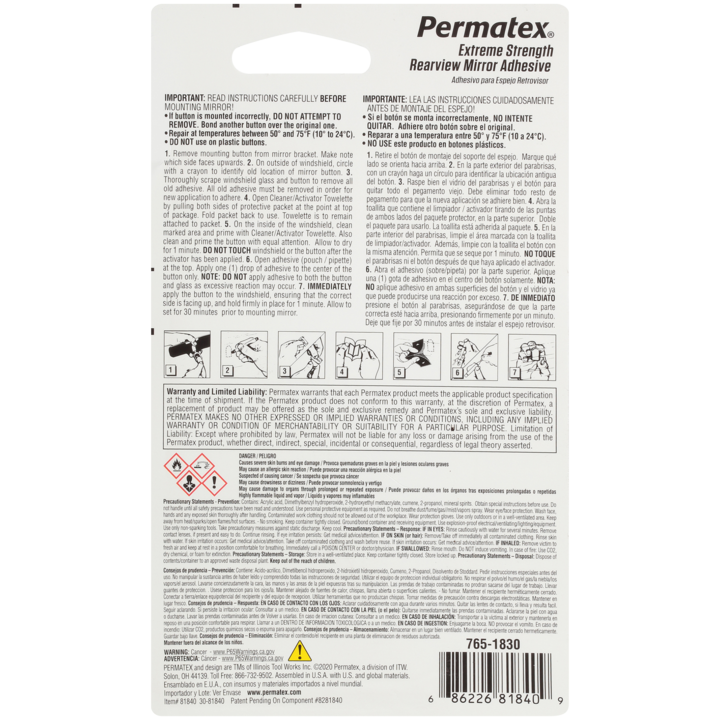 Product of Permatex 81840 Interior Rear View Mirror Adhesive