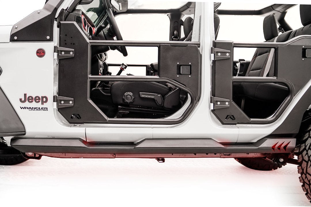 Product of Fab Fours JL18-G1550-1 Black Steel Flat Rocker Panel Guard