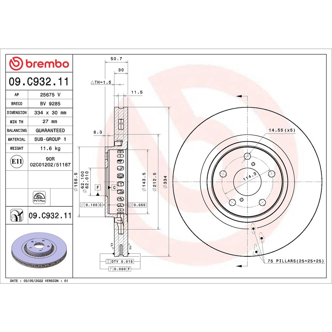 Brembo 09.C932.11 Brake Rotor||09.C932.11_Drw.Jpg||89||brm09c93211||1754879