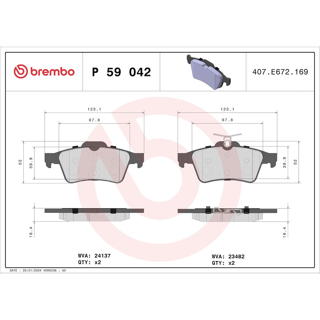 Brembo P59042 Brake Pad||p59042_Drw.Jpg||87||brmp59042||1753850