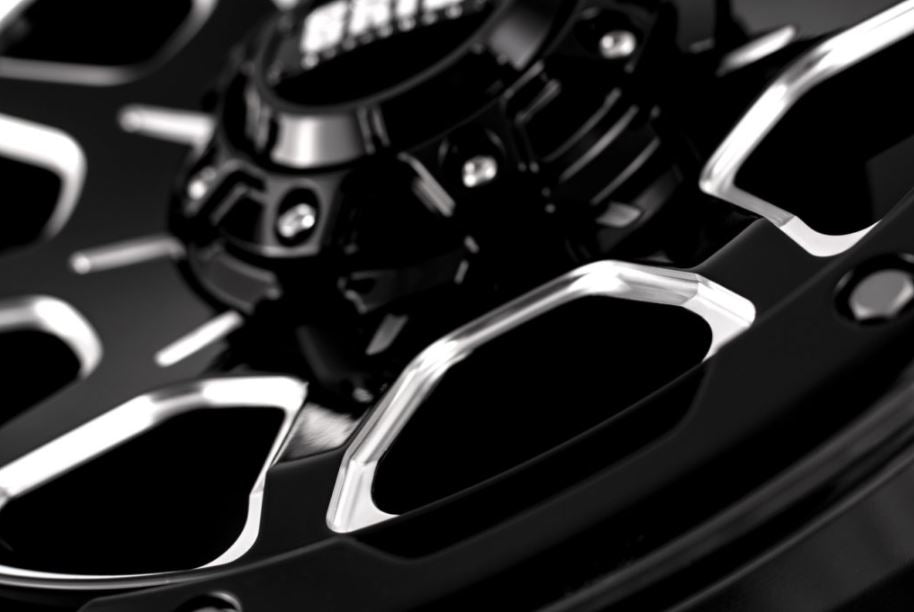 Product of Grid Wheels 17x9 Black With Natural Accents Wheel - 6x5.31 Bolt Pattern