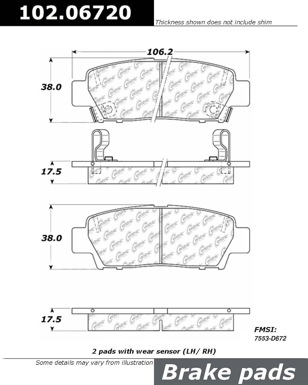 Stop Tech/ Power Slot 102.06720 Brake Pad||102.06720_Dra.Jpg||85||p7810206720||2257767