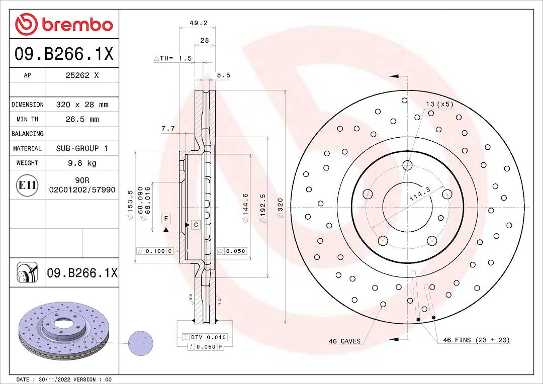 Brembo 09b2661xc02 Brake Rotor||09b2661xc02_3.Jpg||88||brm09b2661x||1684241