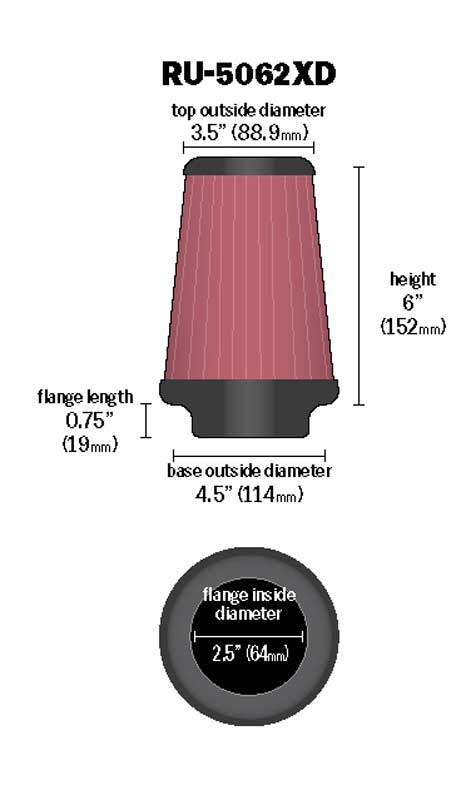 K & N Filters Ru-5062xd Air Filter||ru-5062xd_Dim.Jpg||88||k33ru5062xd||2255167
