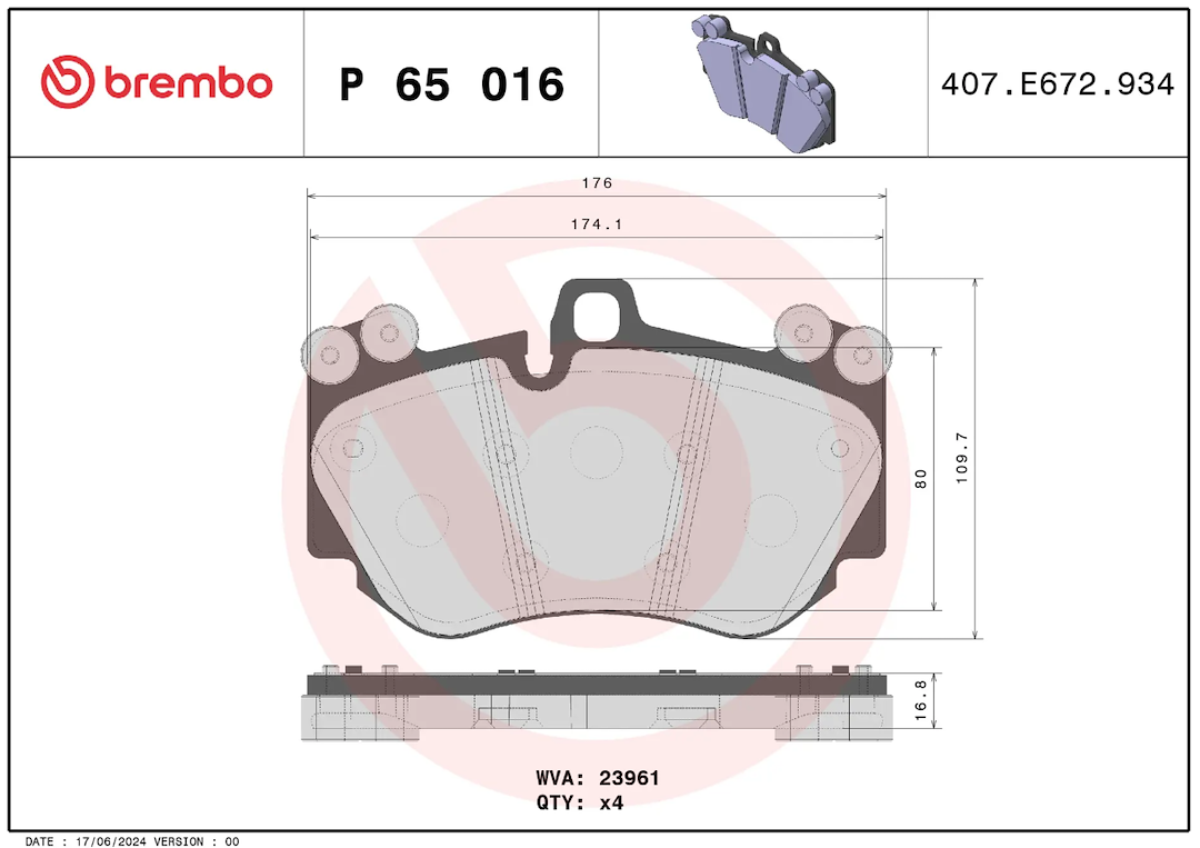 Brembo P65016 Brake Pad||p65016_3.Png||88||brmp65016||1684730