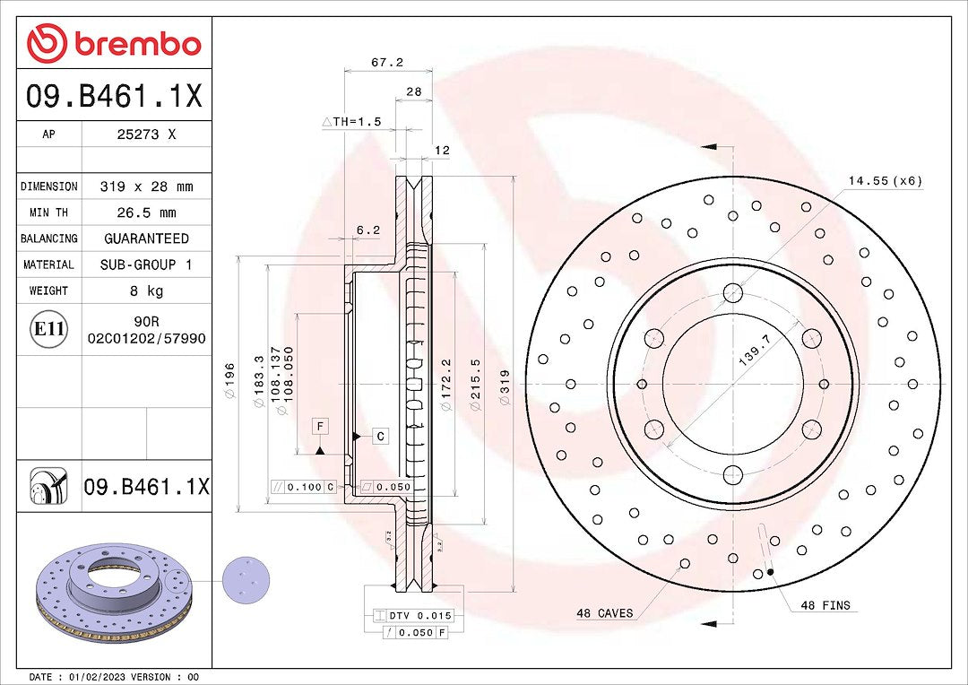 Brembo 09b4611xc02 Brake Rotor||09b4611xc02_3.Jpg||88||brm09b4611x||1684249