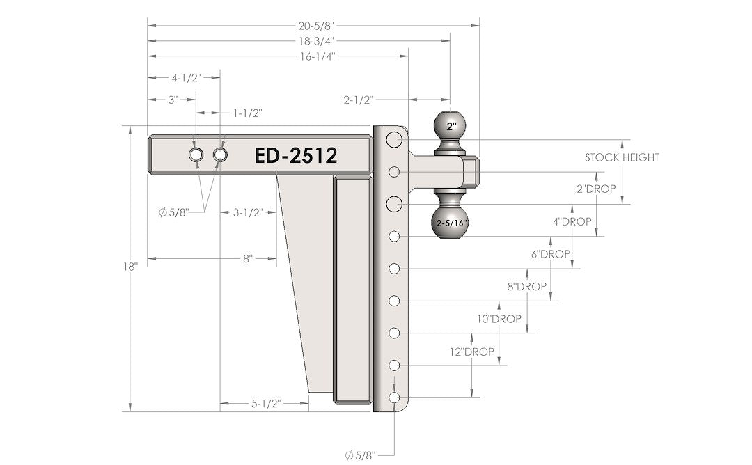 Bulletproof Hitches Ed2512 Trailer Hitch Ball Mount||ed2512 (2).Jpg||93||bphed2512||1436168