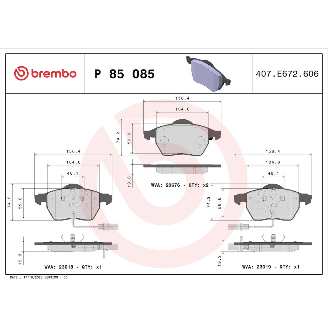 Brembo P85085 Brake Pad||p85085_Drw.Jpg||88||brmp85085||1754304