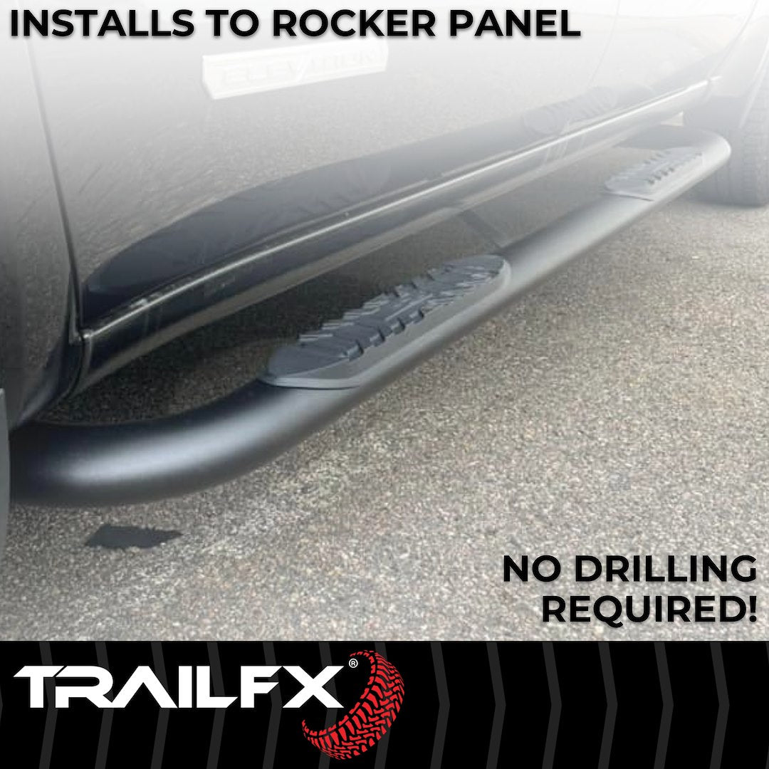 Product of TrailFX A1004B TFX 4" Oval Tube Side Steps Nerf Bar With Surface Steps