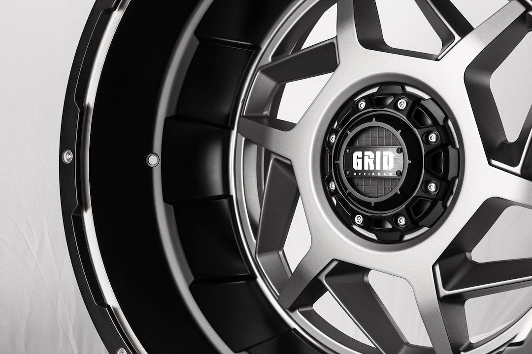 Product of Grid Wheels 17x9 Anthracite With Black Lip Wheel - 6x4.72 Bolt Pattern