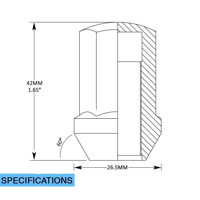Product of Coyote Wheel Accessories 53KX48 60 Degree Conical Bulge 14x1.5 Lug Nut