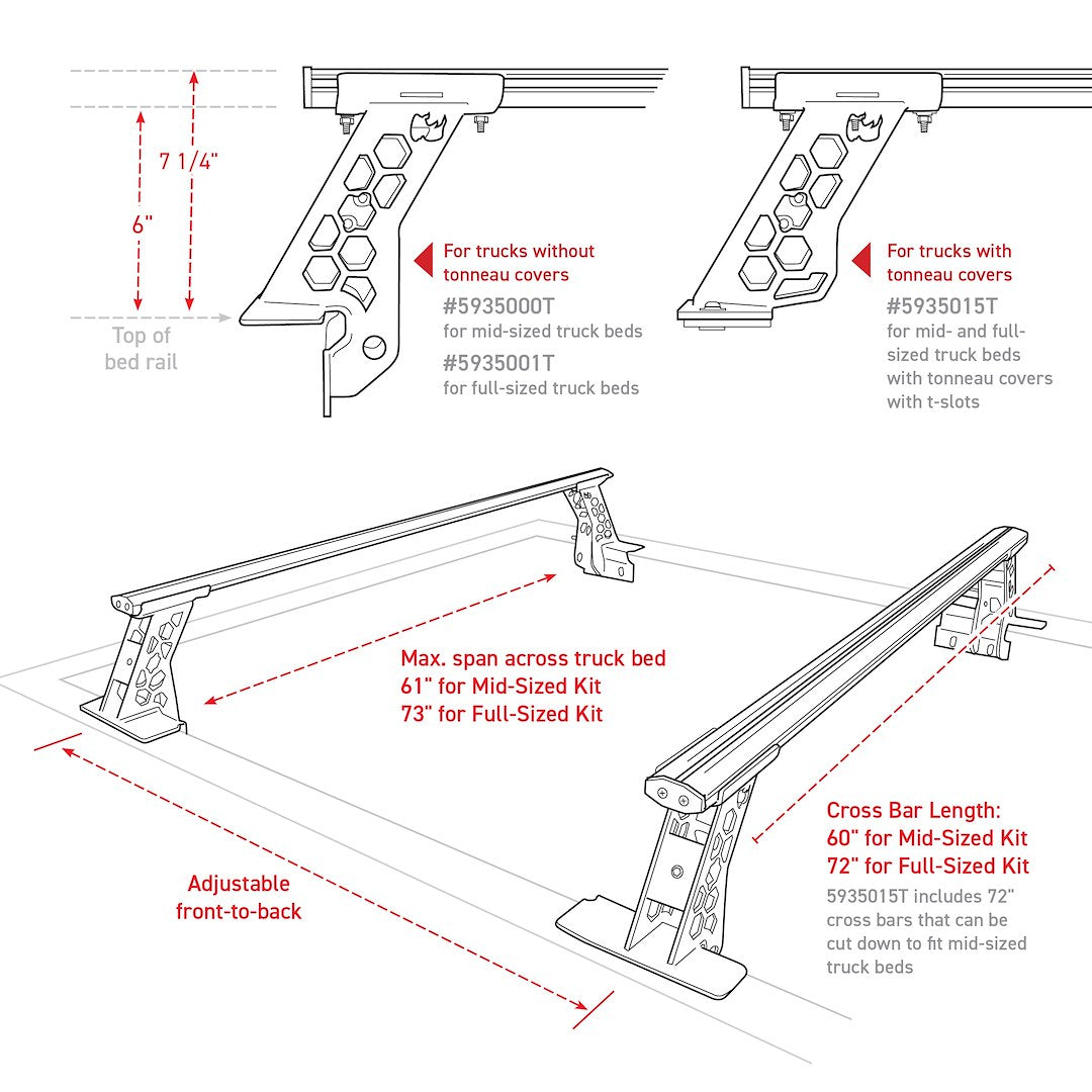 Product of Go Rhino 5935001t Bed Cargo Rack Cross Bar