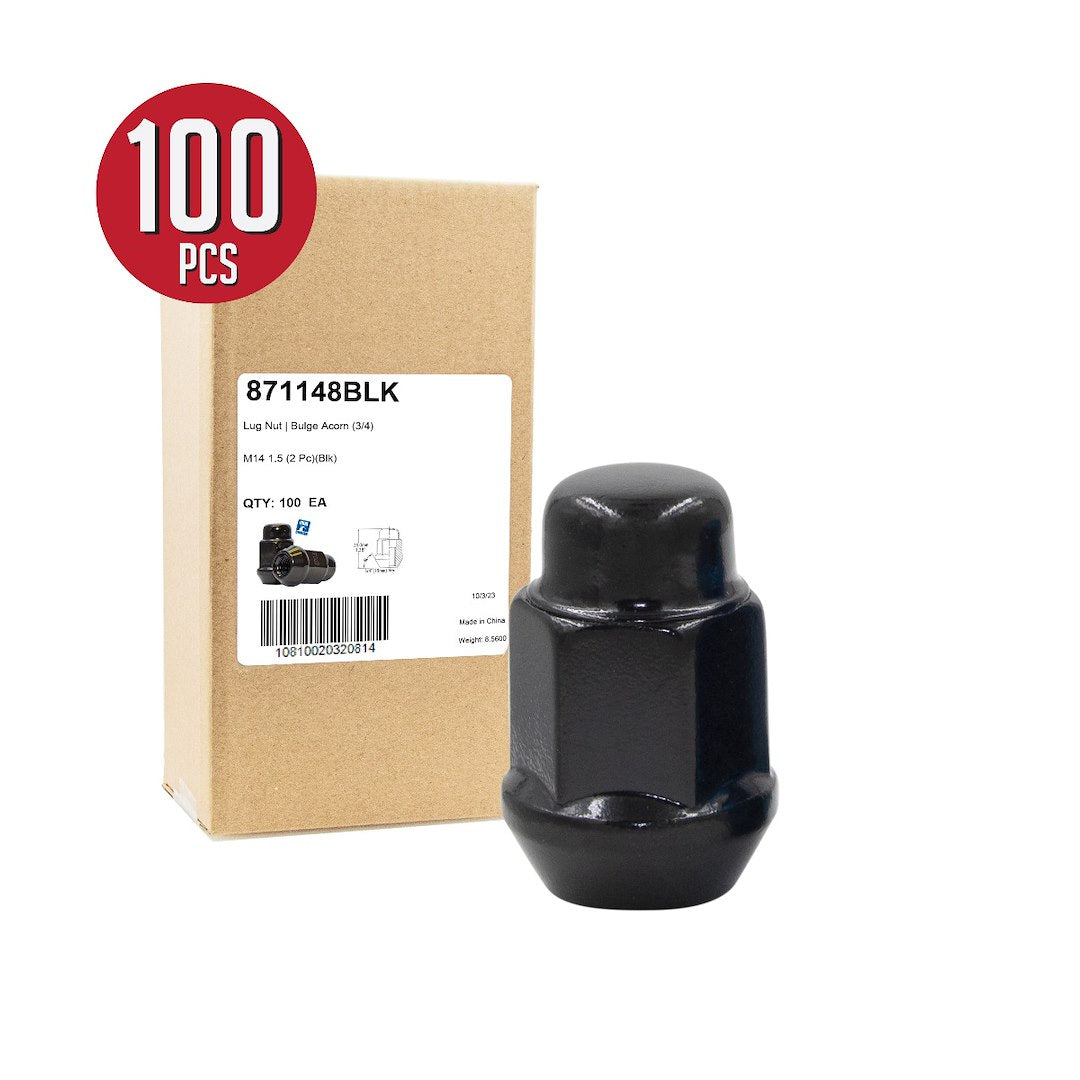 Product of Coyote Wheel Accessories 871148BLK 60 Degree Conical Bulge 14x1.5 Lug Nut