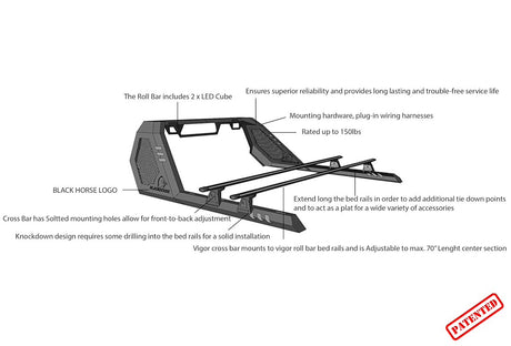Product of Black Horse Offroad VRCB6405B  Truck Bed Bar