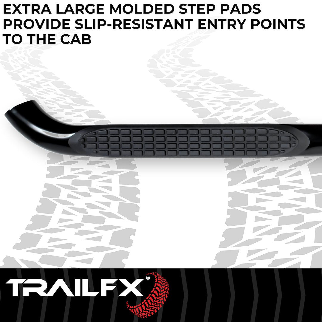 Product of TrailFX A0045B TFX Round Tube Side Steps Nerf Bar With Surface Steps
