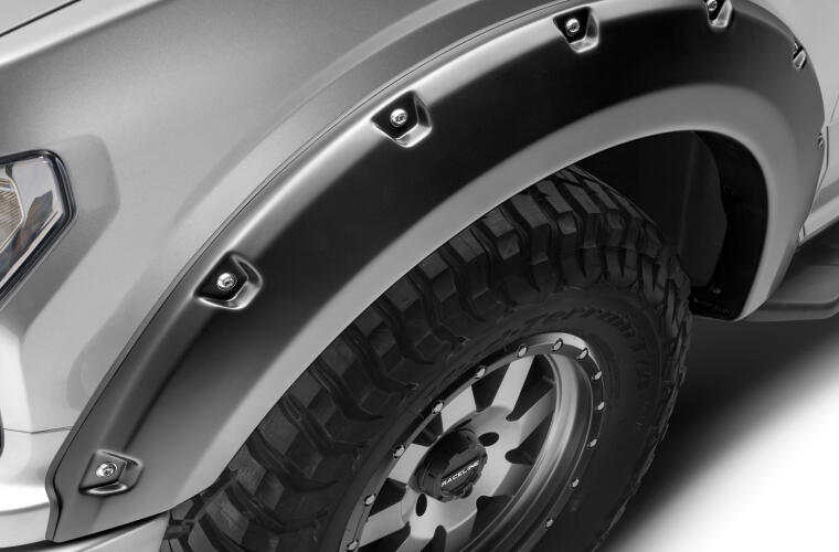 Product of Bushwacker 20945-02 Pocket Style/ Exposed Fasteners Black Fender Flare - Set Of 4